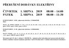 Přerušení dodávky elektřiny 1 a 2. srpna 2019 1